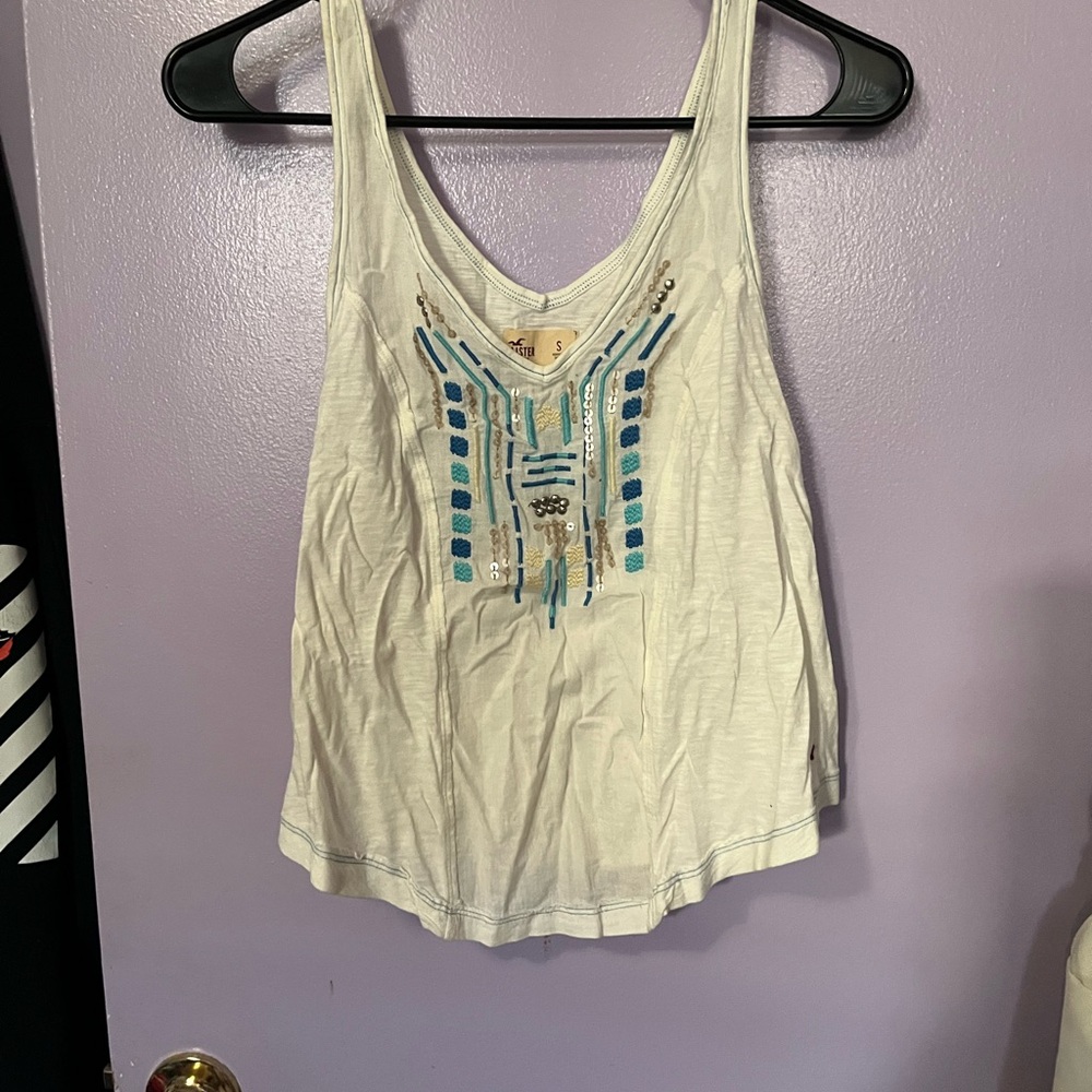 Embellished White Tank Top